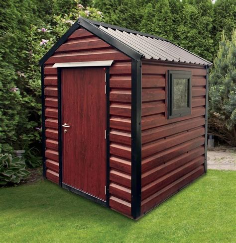 metal shed off of wood house|12 x 14 metal shed.